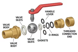 Exploded Brass Ball Valve Parts